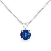 14K White Gold 1/4 Cttw Round Brilliant Cut Lab Grown Blue Diamond 4-Prong Solitaire Pendant Necklace (Blue Color, Vvs2-Vs1 Clarity) - 18"
